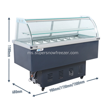 Freezer Komersial SS Pans Salad Cold Display Counter